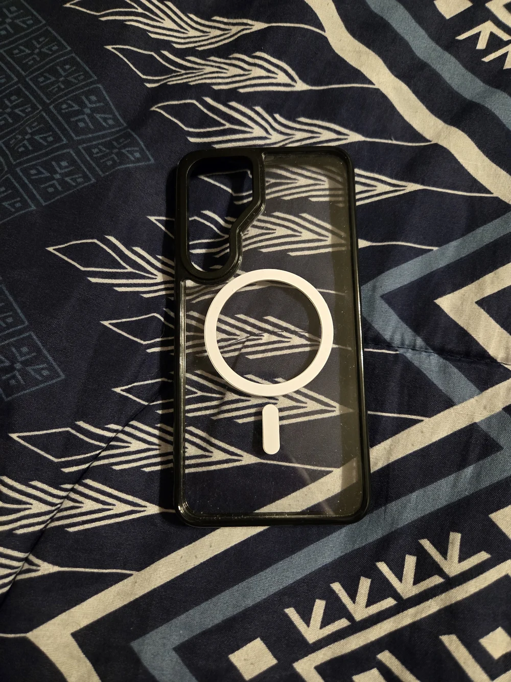 Clear Black MagSafe-Compatible Phone Case with White Ring
